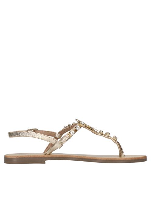 Sandali flat infradito in pelle con accessorio gioiello PATRIZIA PEPE | PPJ330 LAM.PLATINO
